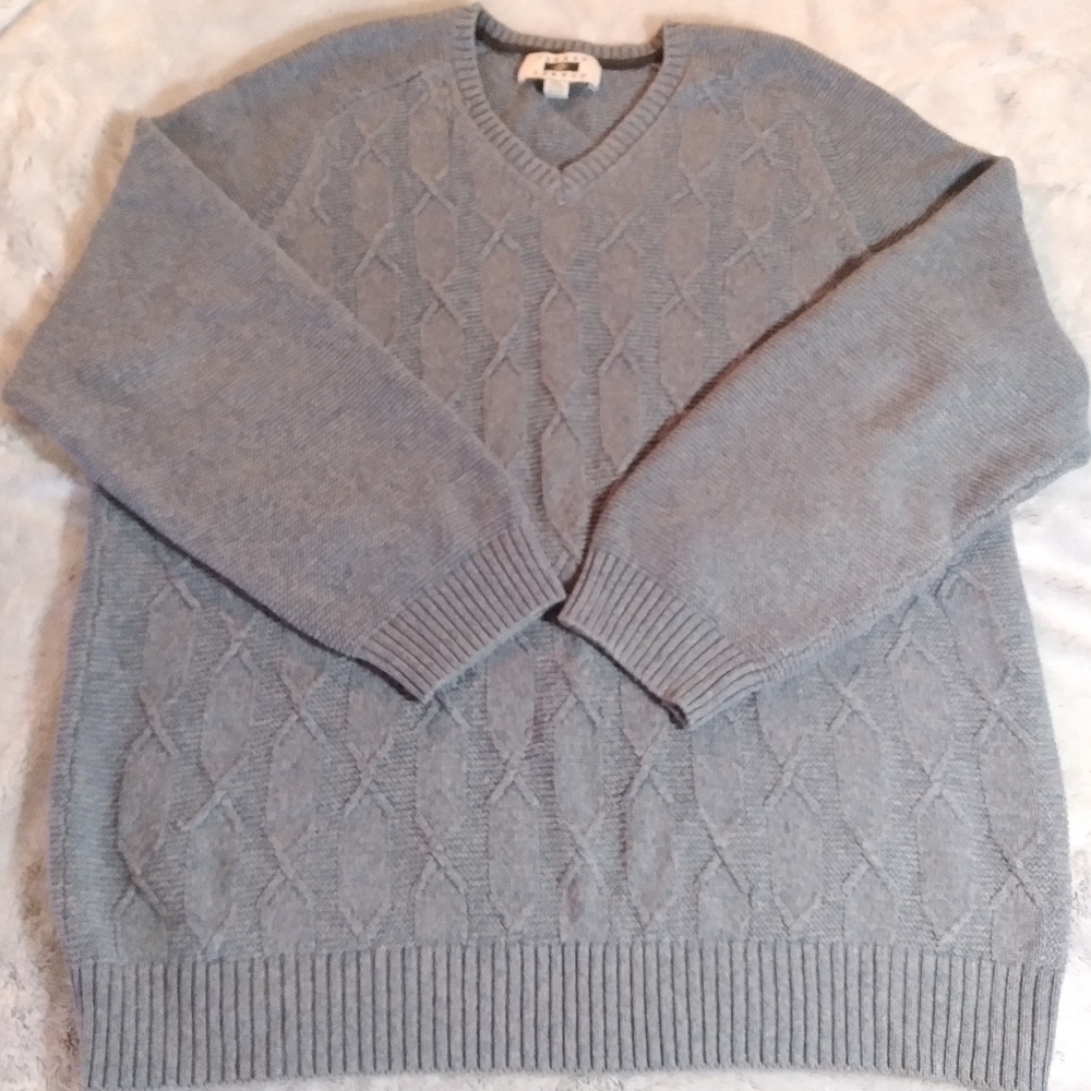 Joseph Abboud men's knit sweater w/ cable knit front vneck cotton blend size xxl